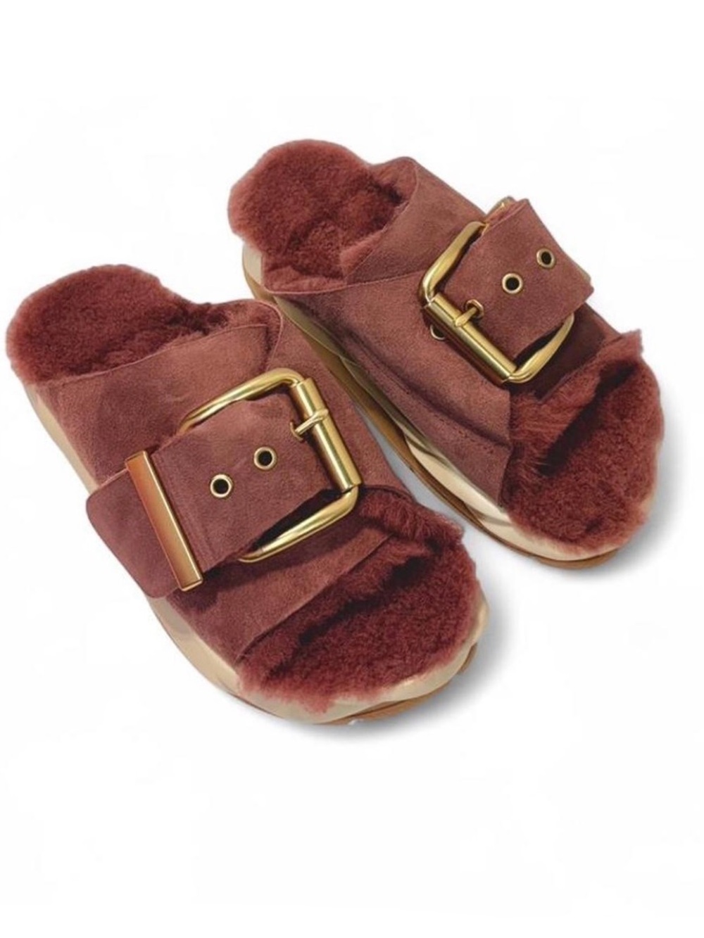 MELLOW LAZE ROSE Shearling Slides - Picture 7 of 8